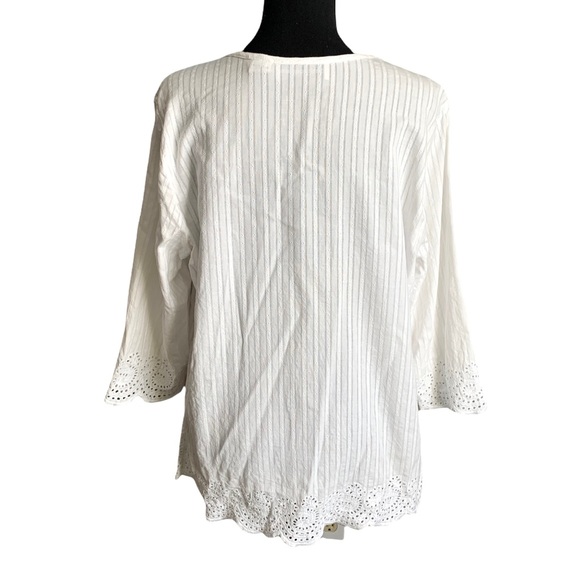 Cathy Daniels women’s 100% Cotton White Blouse Size Medium - Picture 3 of 17